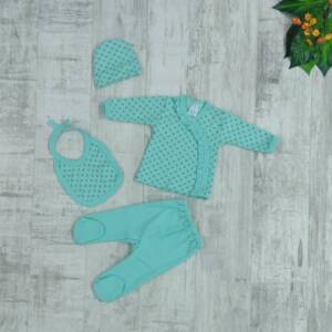 Комплект бебе 4 части Hearts green