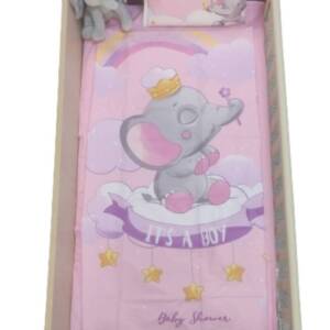 Комплект чаршафи бебе ранфорс Elephant Pink