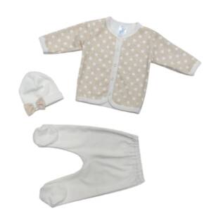 Жилетка ританка и шапка бебе Beige dots
